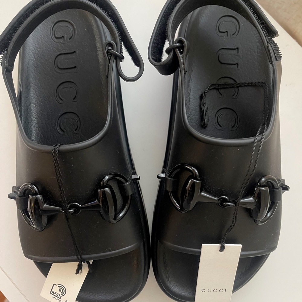 Gucci Black Rubber Sandals